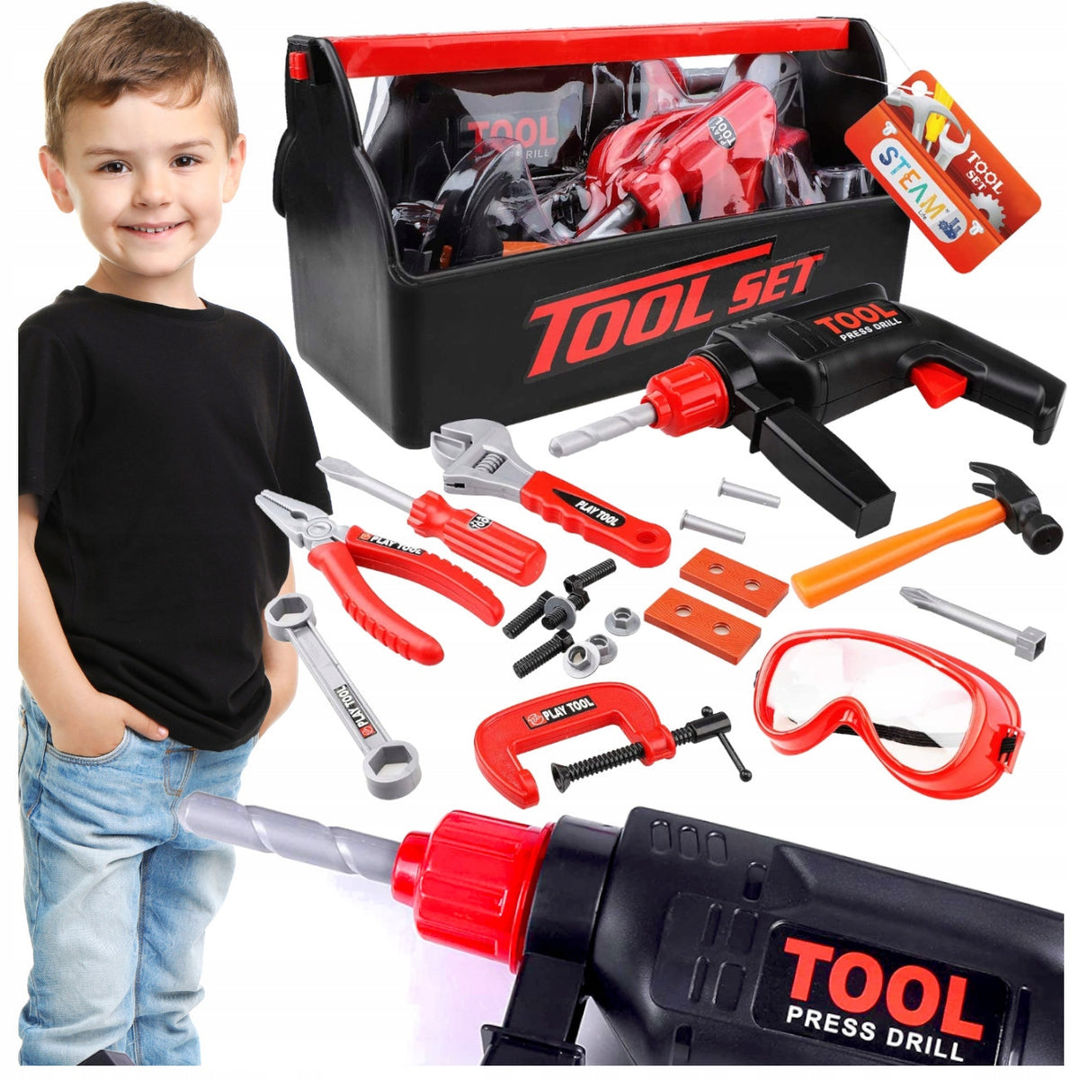 TOY TOOLS FOR CHILDREN DIY Workshop BOX 24 element. Packaging status original