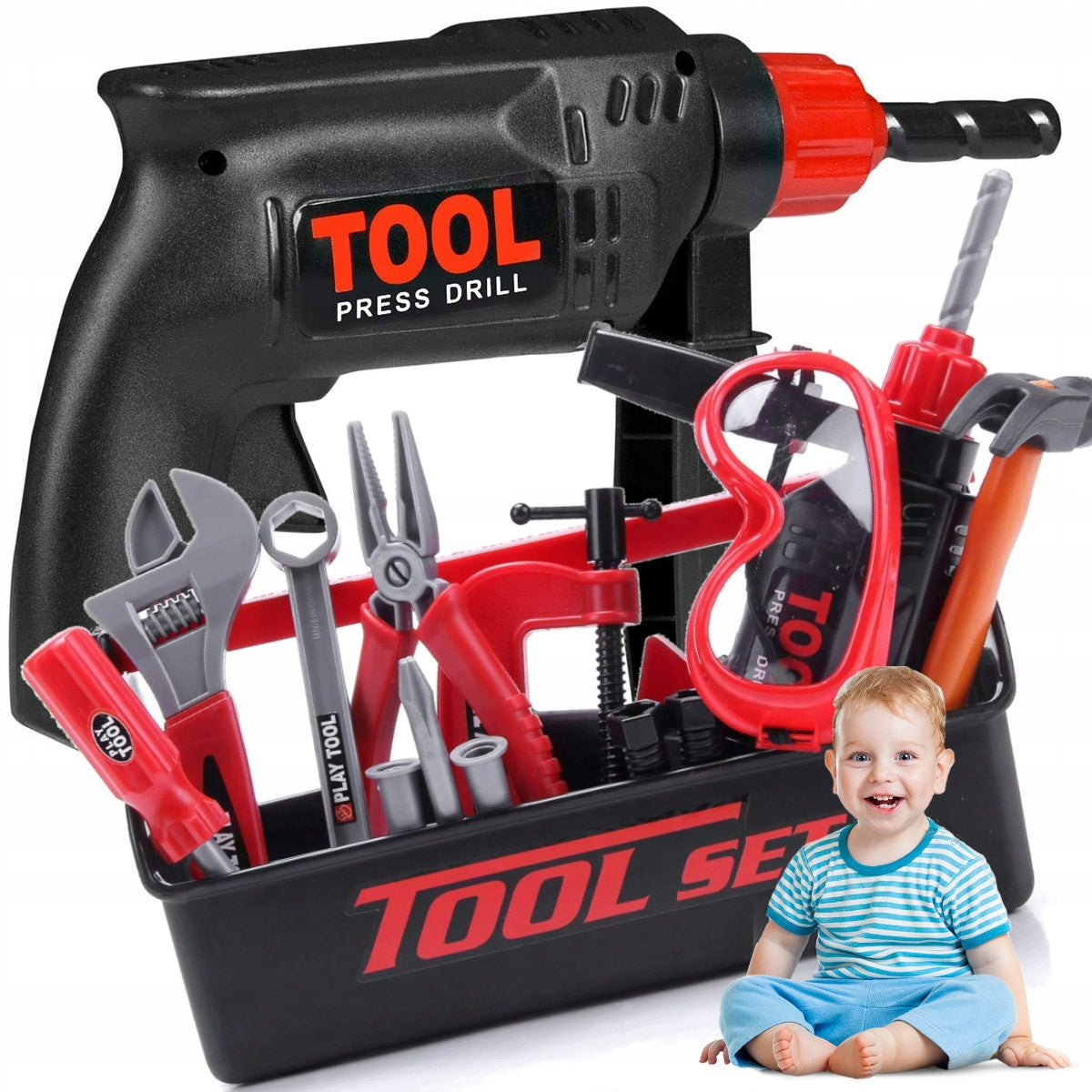 TOY TOOLS FOR CHILDREN DIY Workshop BOX 24 element.
