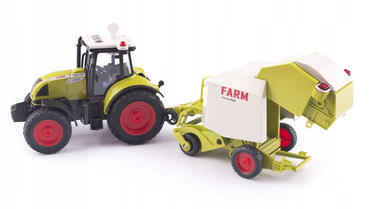 TOY TRACTOR WITH TRAILER INTERACTIVE TRACTOR WITH BALER SOUNDS LED Packaging status original
