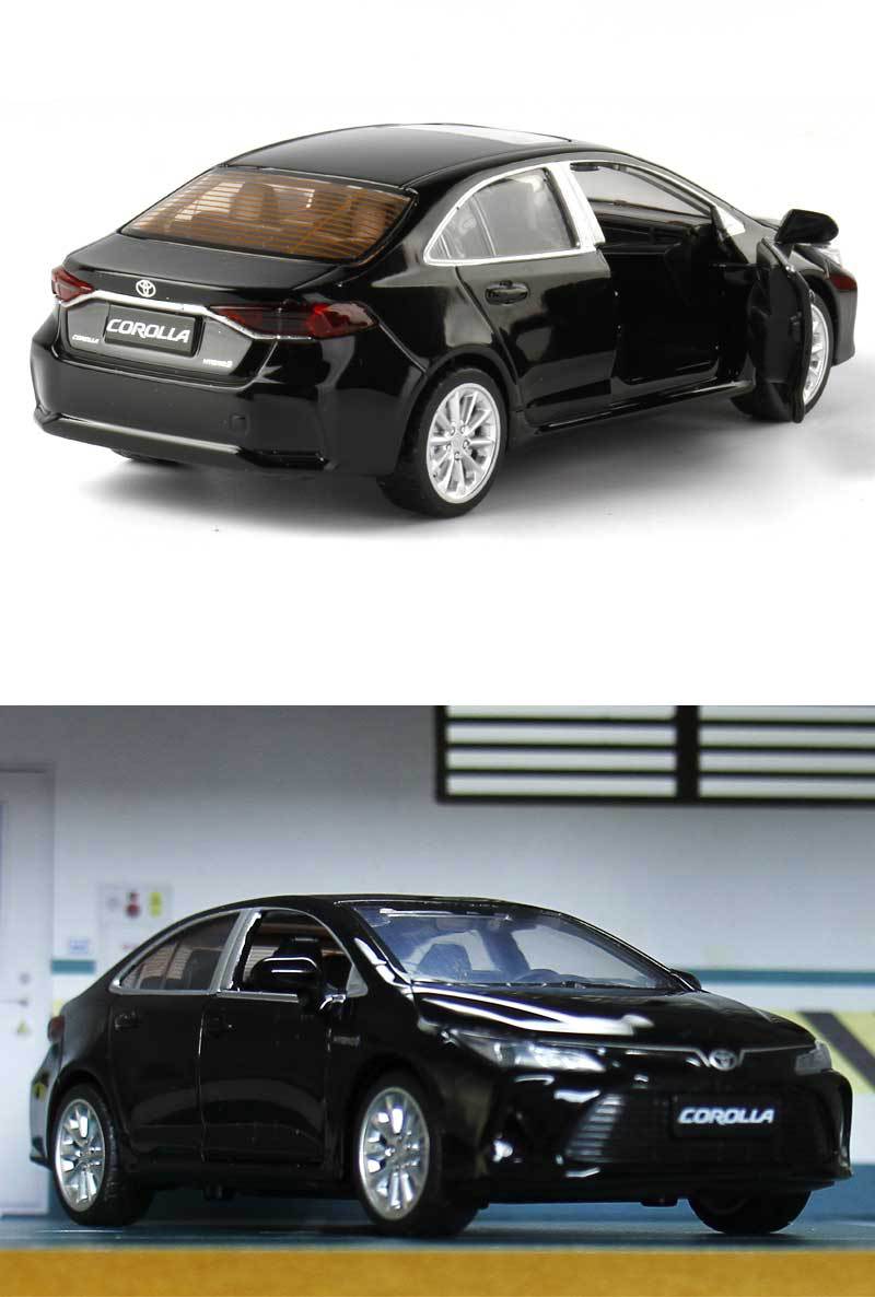 TOYOTA COROLLA HYBRID METAL CAR MODEL 1:32 SOUND LIGHT BLACK Manufacturer code CA-052