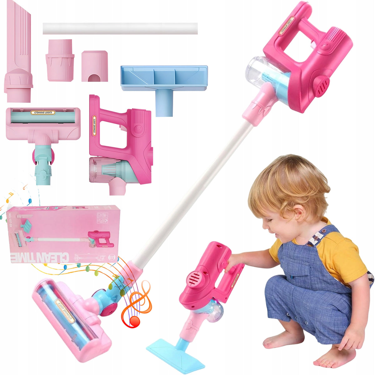 TOYS CORDLESS VACUUM CLEANER WITH SUCTION AND LIGHT-UP FUNCTION FOR CHILDREN