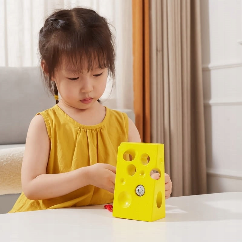 TOYS FOR CHILDREN, 3 YEARS OLD, MOTOR INTERACTION GAME CHEESE WITH A MOUSE, LABYRINTH Color yellow