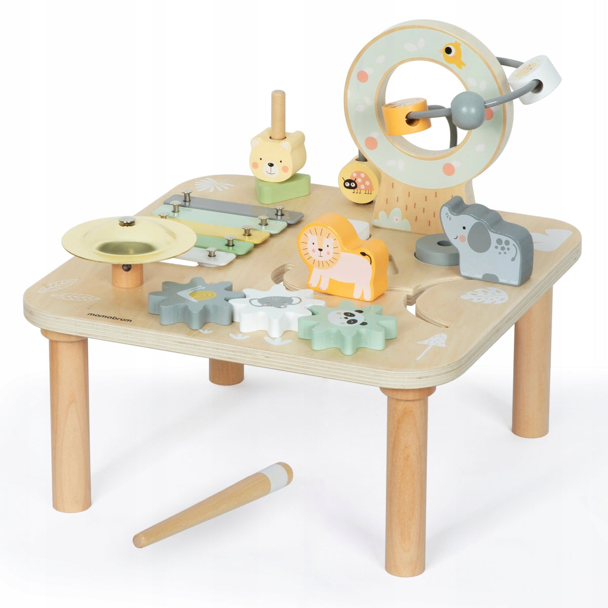 TOYS FOR ONE-YEAR-OLD CHILD WOODEN EDUCATIONAL TABLE CYMBALS GIFT Manufacturer code MAM156 EDU TABLE