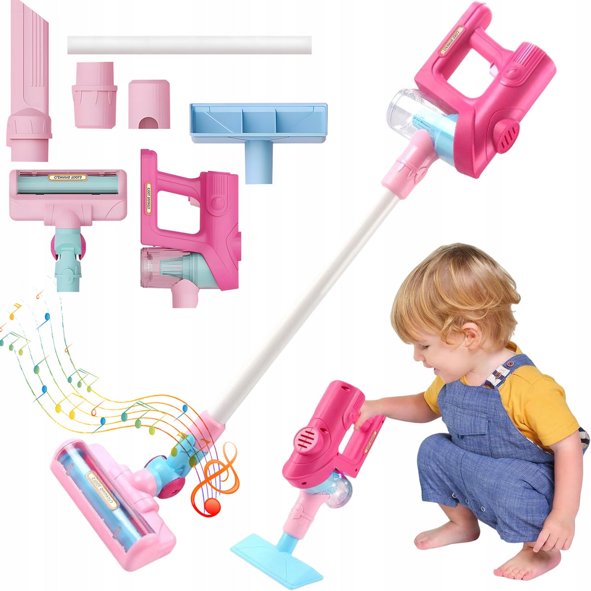TOYS VACUUM CLEANER FOR CHILDREN WITH REAL SUCTION FUNCTION AND SOUND PINK