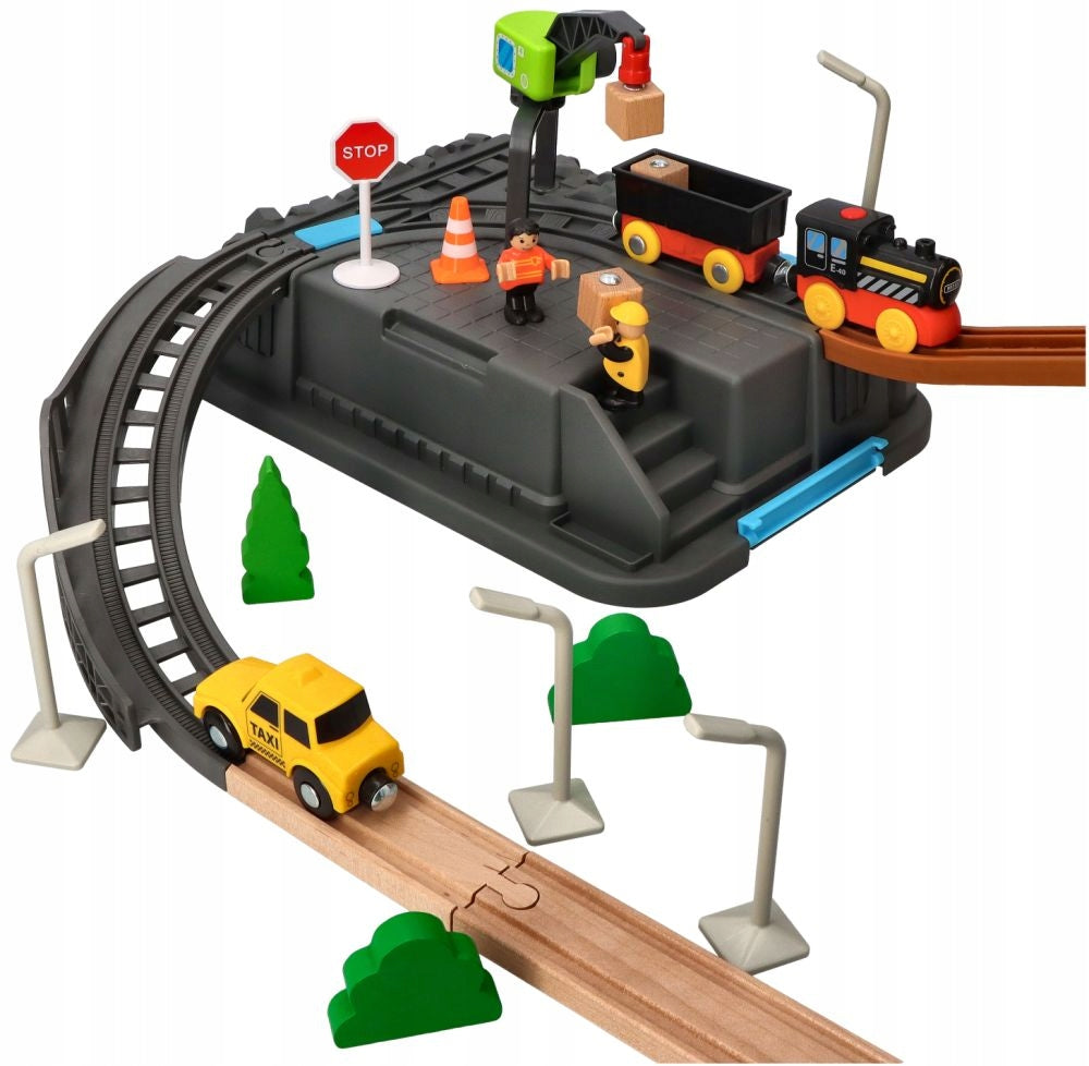 TRACK RAILWAY SET MINE 63 ELEMENTS Brand Woody