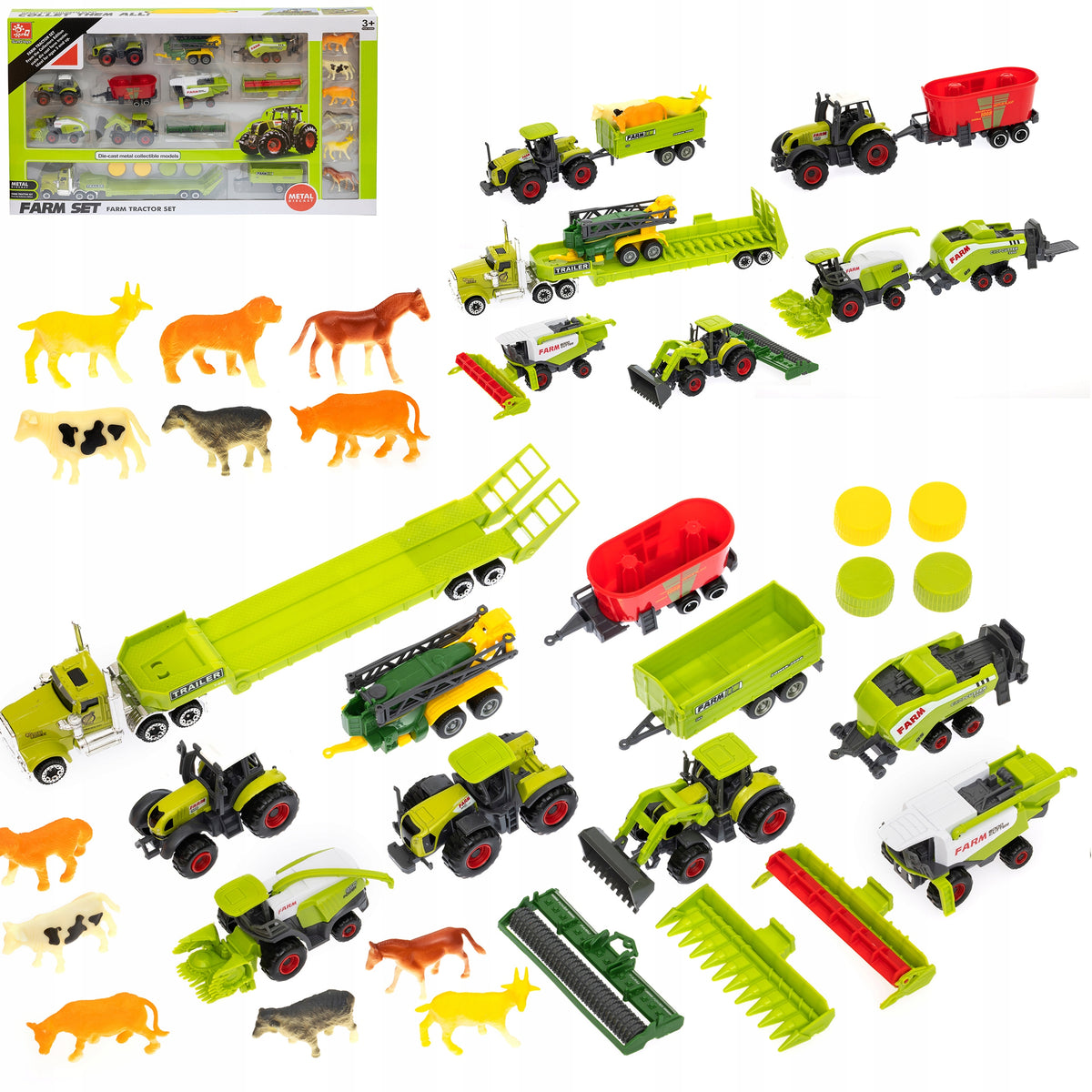 TRACTOR AGRICULTURAL MACHINERY COMBINE HARVESTER SET FARMER + ANIMALS GIFT Manufacturer code 1672