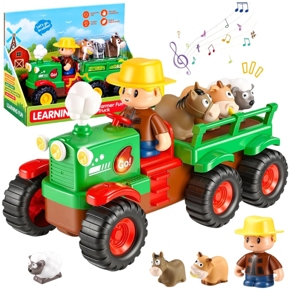 TRACTOR FARMER TRAILER ANIMALS INTERACTIVE AGRICULTURAL FUN TRACTOR