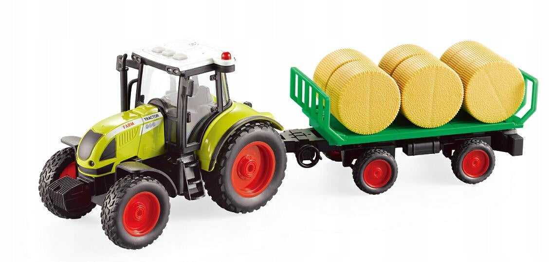 TRACTOR WITH TRAILER FOR CHILDREN SET TRAILER 6 BALES HAY SOUND +LIGHT