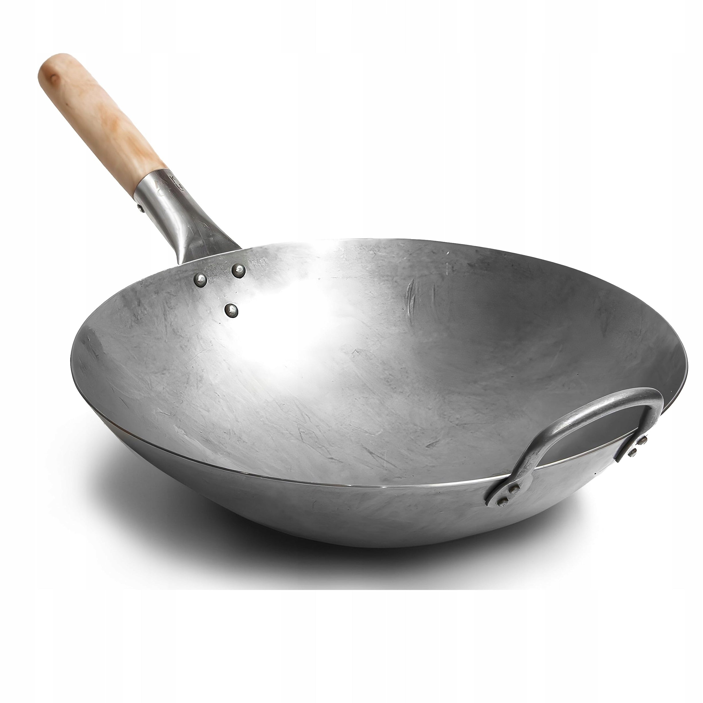 TRADITIONAL CARBON STEEL WOK HAND HAMMERED 36CM
