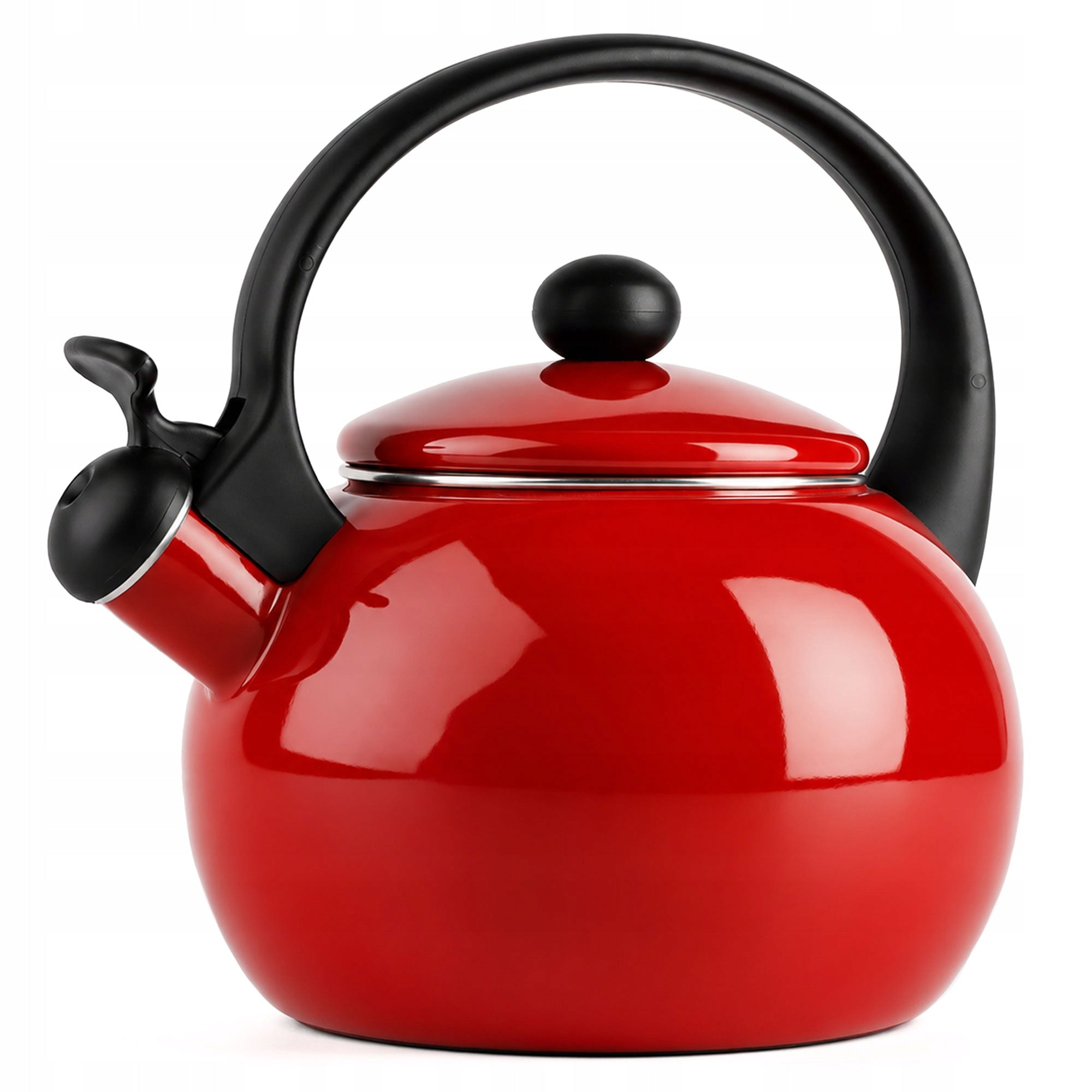 TRADITIONAL ENAMEL KETTLE WITH WHISTLE GAS INDUCTION RED 2,2L