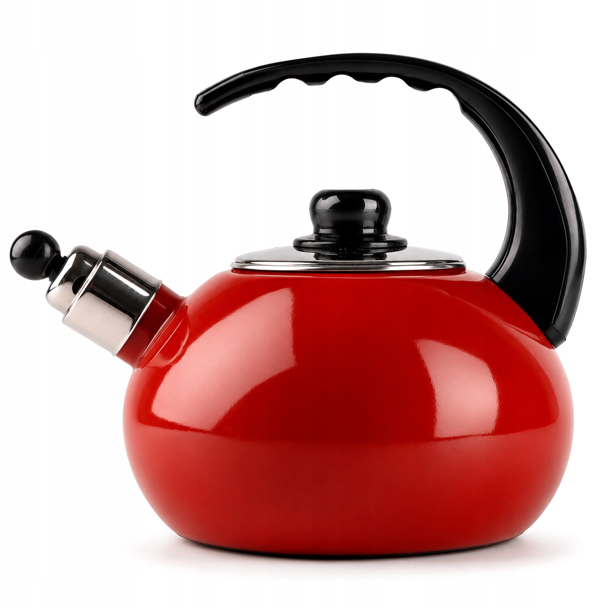 TRADITIONAL ENAMEL KETTLE WITH WHISTLE GAS INDUCTION RED 2,5L