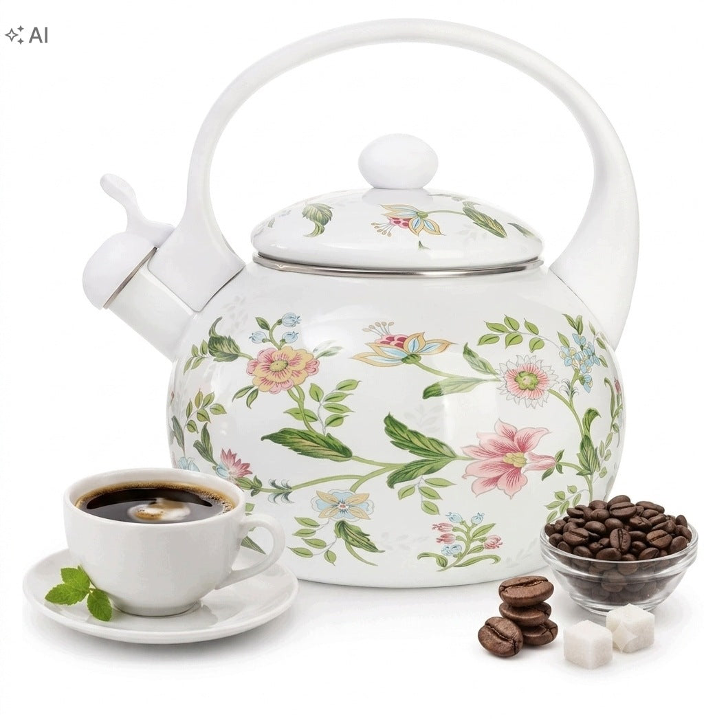 TRADITIONAL KETTLE 2,2 L ENAMELLED GAS INDUCTION STAINLESS STEEL WHITE