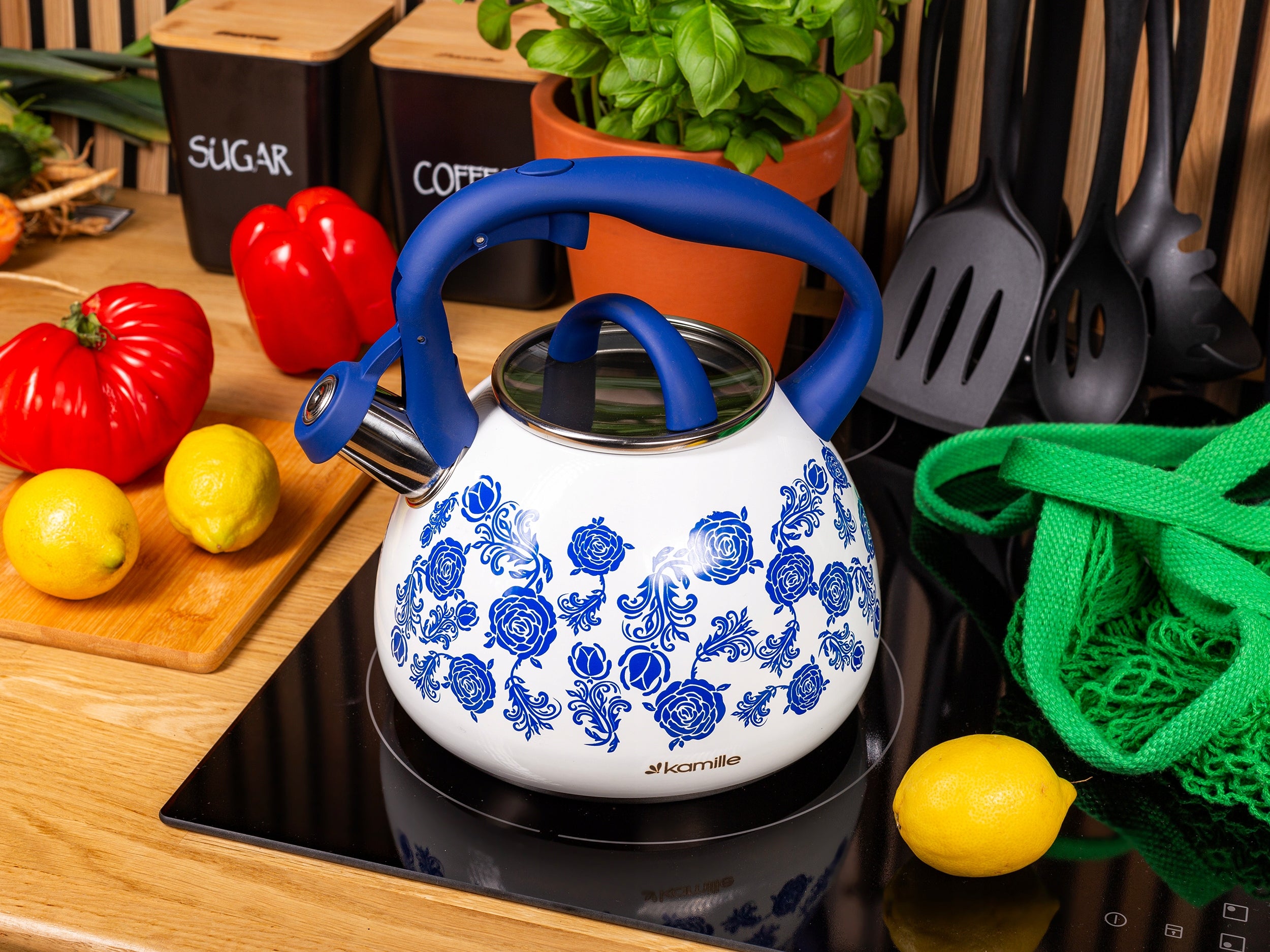 TRADITIONAL KETTLE ENAMEL GAS INDUCTION stainless steel 2,7 L KAMILLE Packaging status original