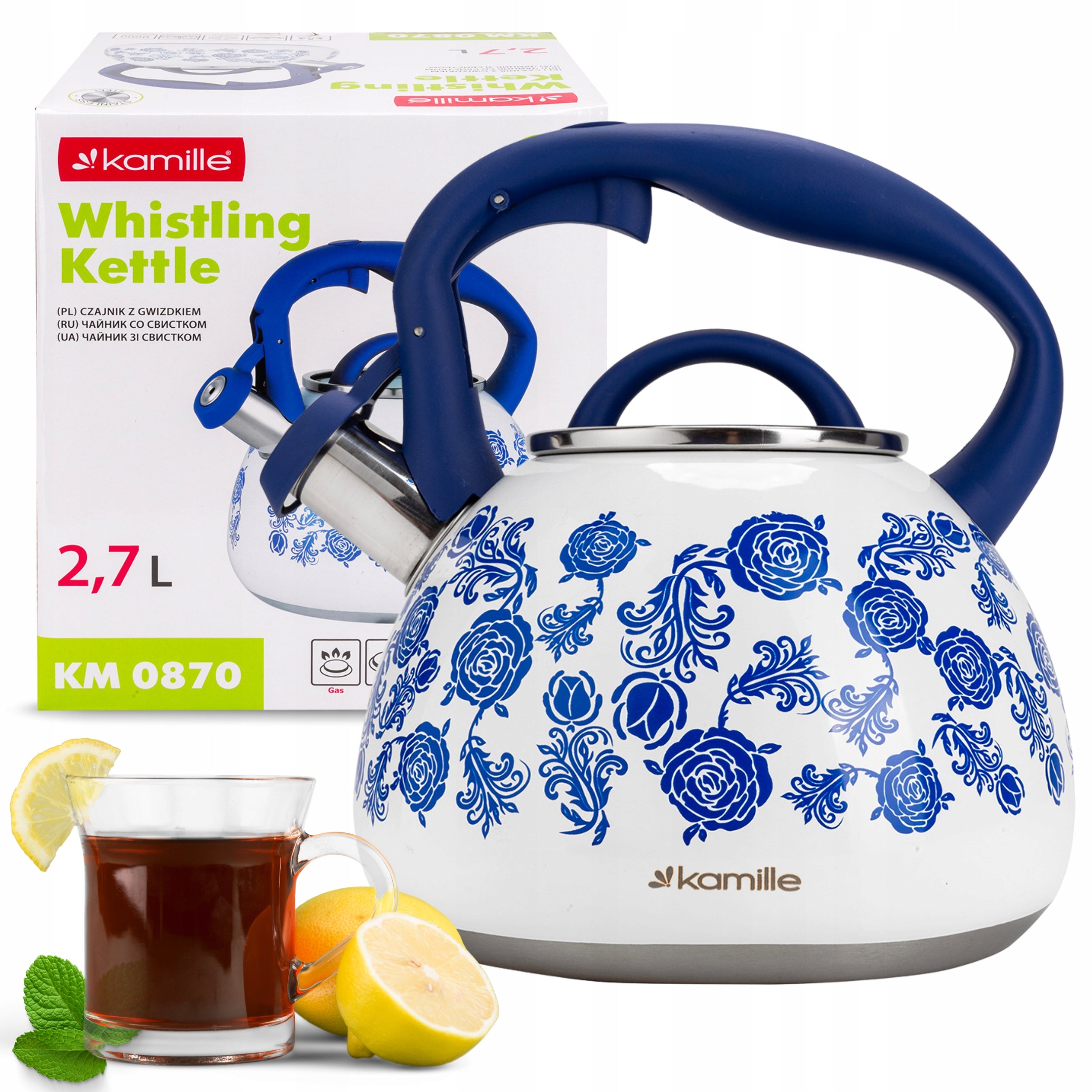 TRADITIONAL KETTLE ENAMEL GAS INDUCTION stainless steel 2,7 L KAMILLE