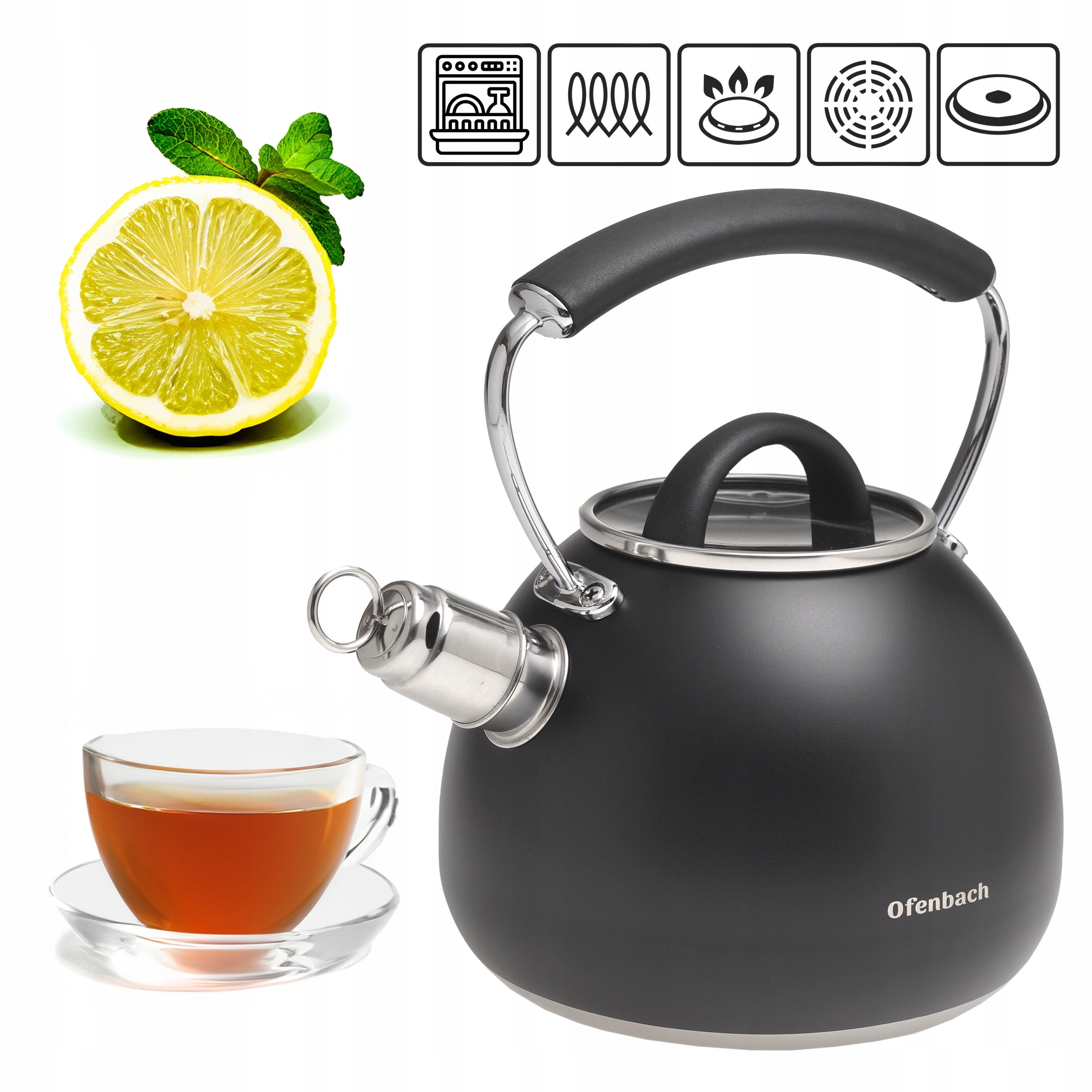 TRADITIONAL KETTLE WITH REMOVABLE WHISTLE GAS INDUCTION OFENBACH