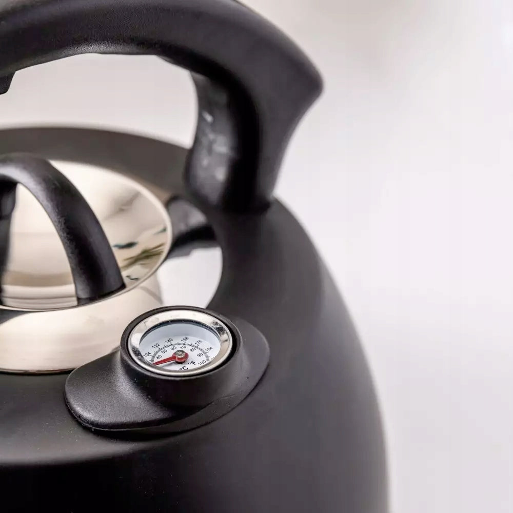 TRADITIONAL KETTLE WITH WHISTLE 3L WITH THERMOMETER BLACK INDUCTION GAS KB-7371 Brand Klausberg