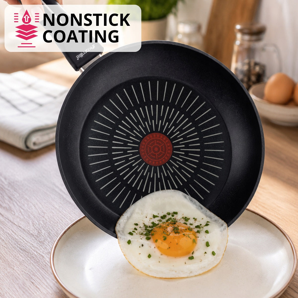 TRADITIONAL NON-STICK FRYING PAN SOLID 24 CM GAS INDUCTION KAMILLE Brand Kamille