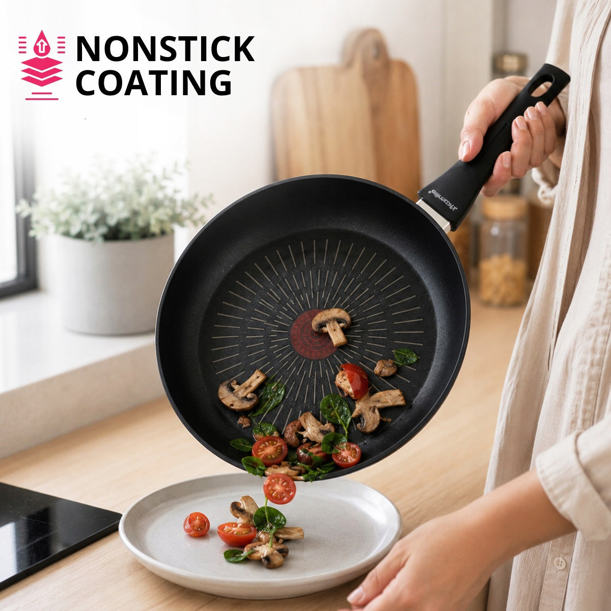 TRADITIONAL NON-STICK FRYING PAN SOLID 28 CM GAS INDUCTION KAMILLE Brand Kamille