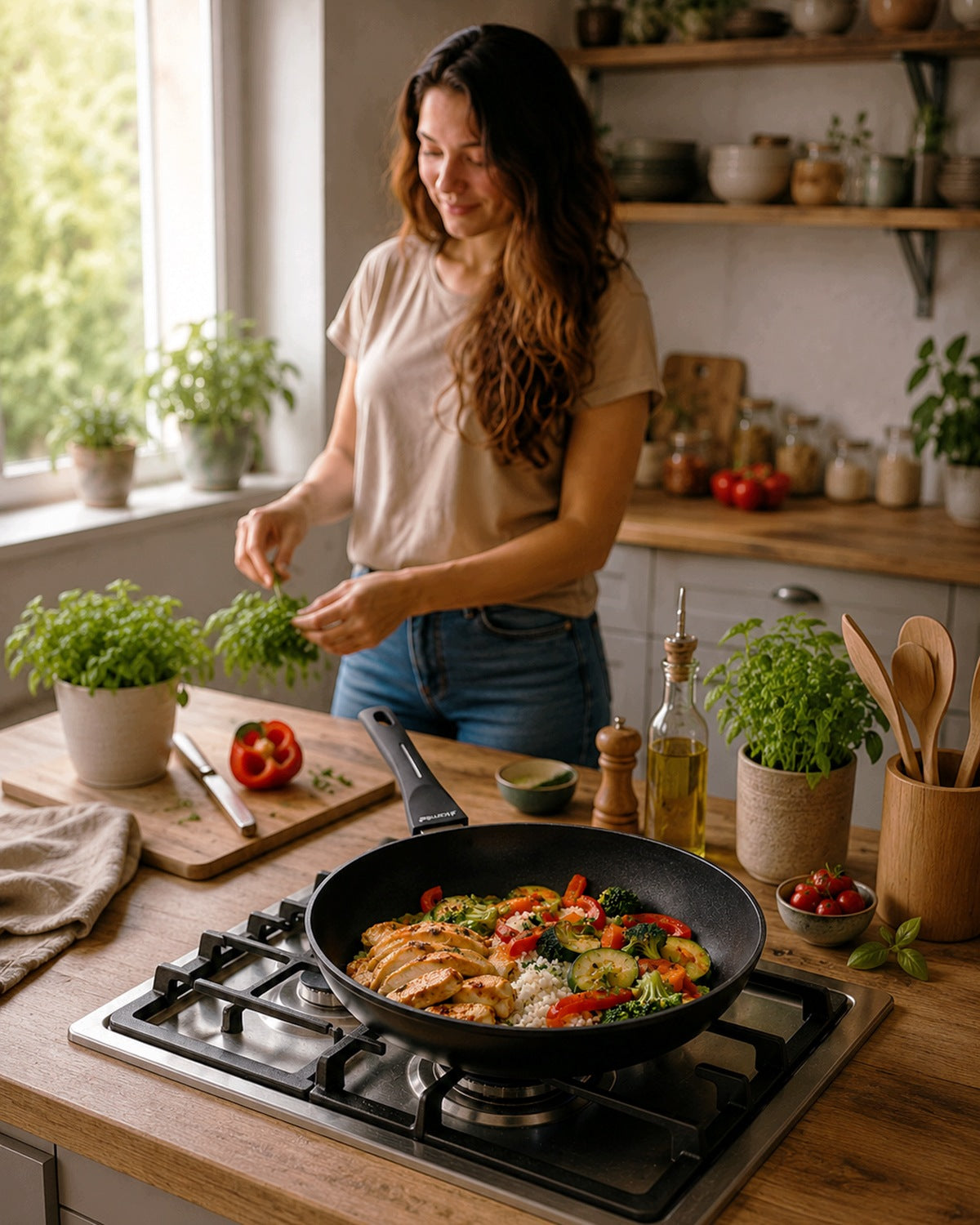 TRADITIONAL NON-STICK FRYING PAN SOLID 28 CM GAS INDUCTION KAMILLE Packaging status original