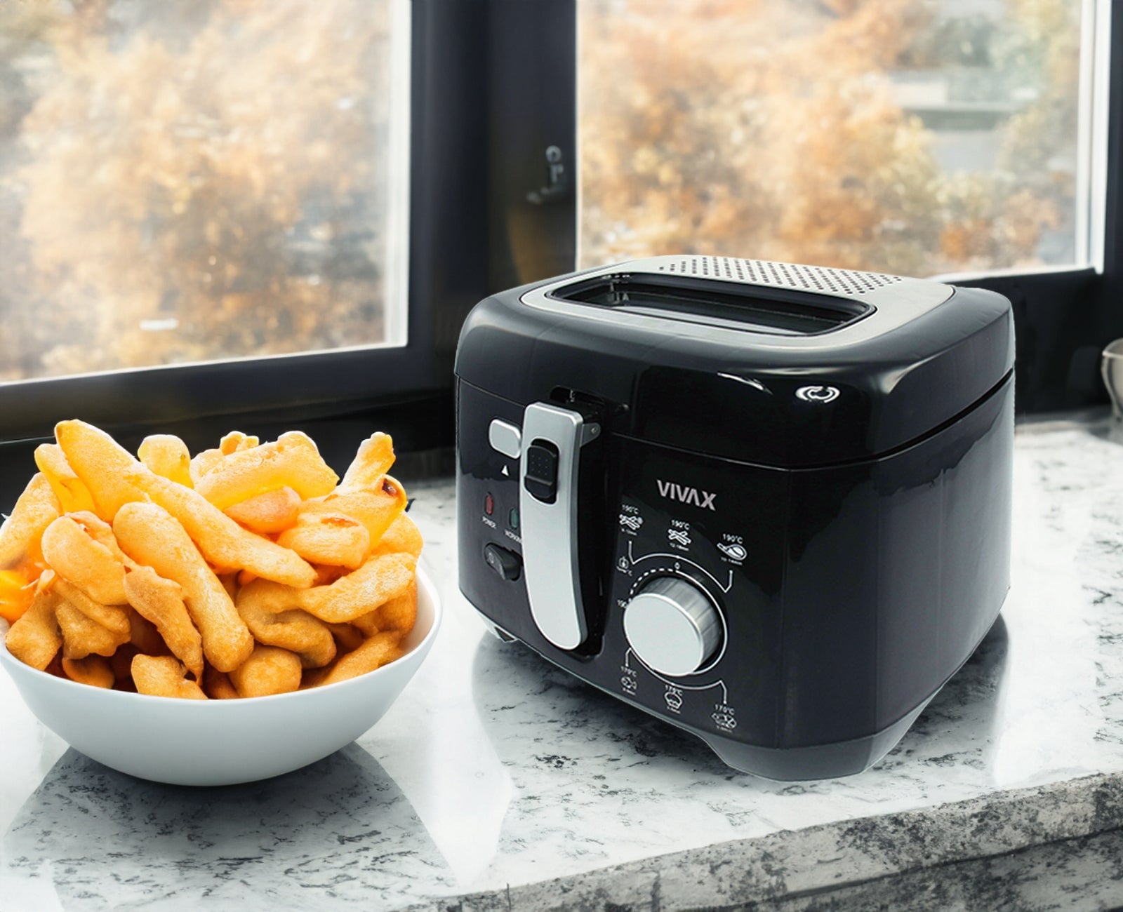 TRADITIONAL OIL AIRFRYER VIVAX DF-1800B BLACK 1800W 2.5L Packaging status original