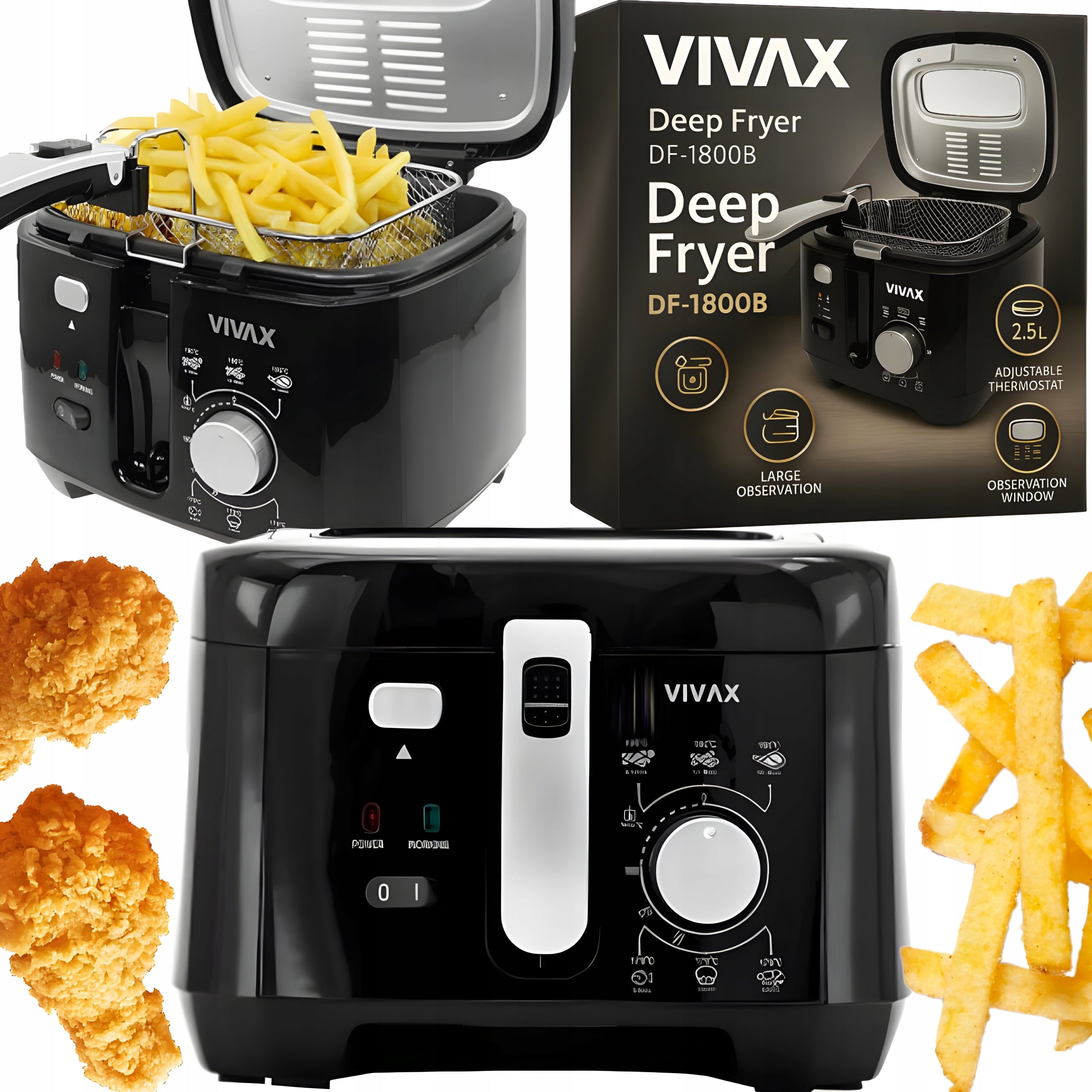 TRADITIONAL OIL AIRFRYER VIVAX DF-1800B BLACK 1800W 2.5L