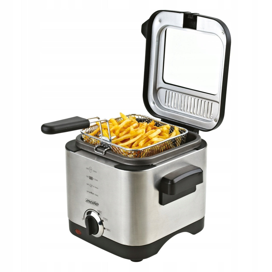 TRADITIONAL SMALL OIL FRYER WITH WINDOW 1.5L 900W SILVER Packaging status original
