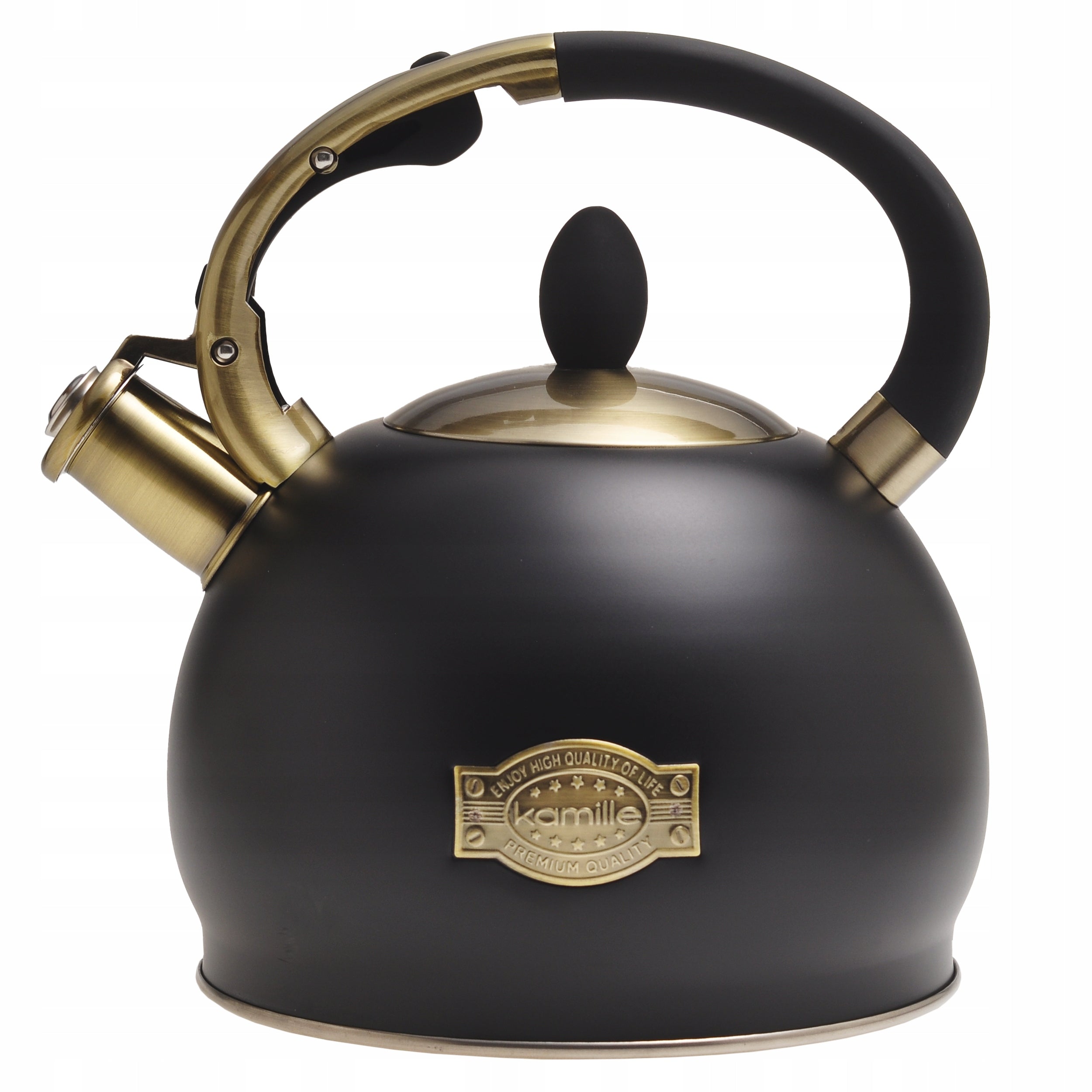 TRADITIONAL STEEL KETTLE WITH WHISTLE 2,7 L FOR GAS INDUCTION BLACK KAMILLE Packaging status original