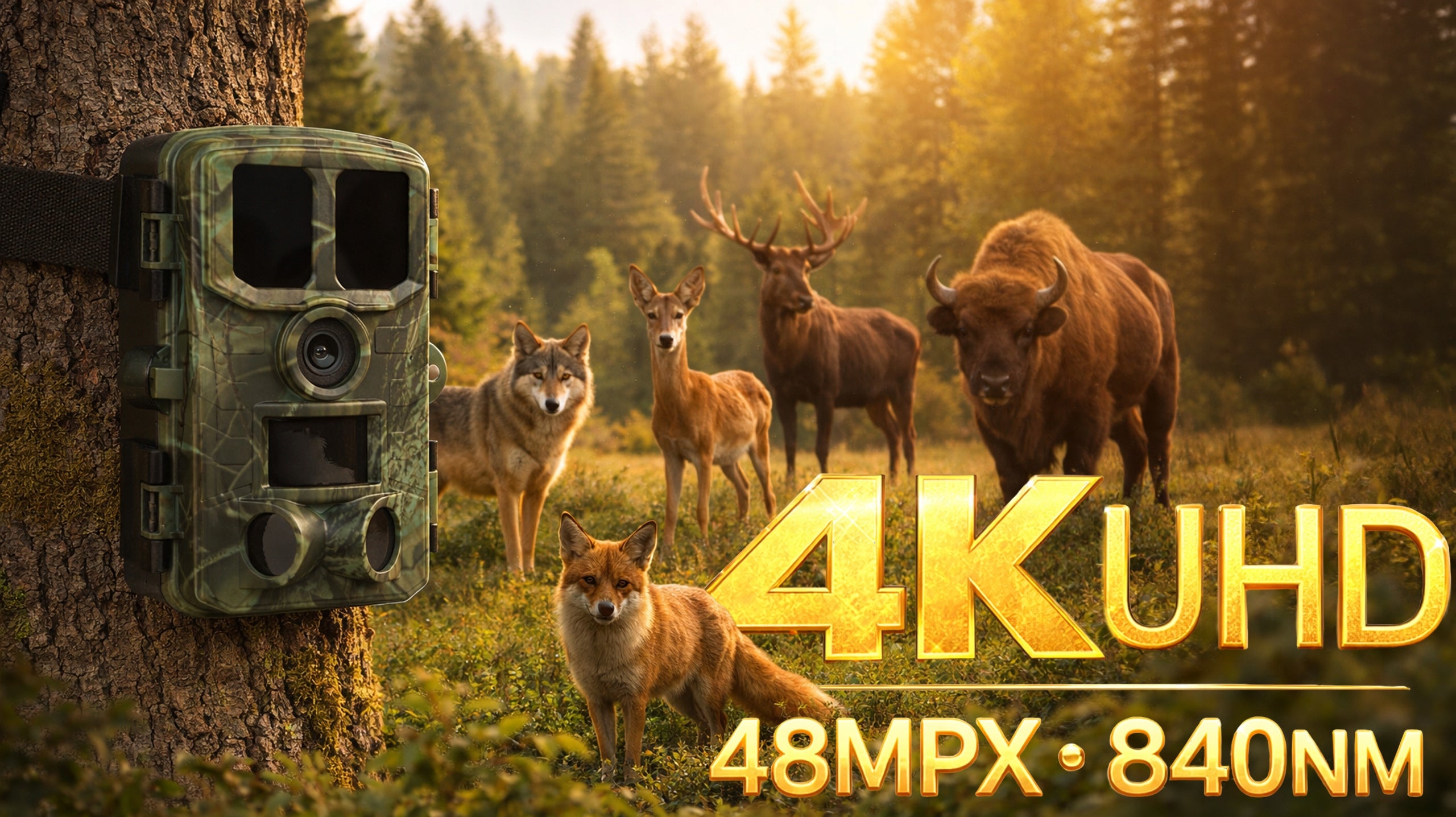TRAIL CAMERA FOREST HUNTING CAMERA WATERPROOF 4K 48MPX 850 NM POLISH MENU Packaging status original