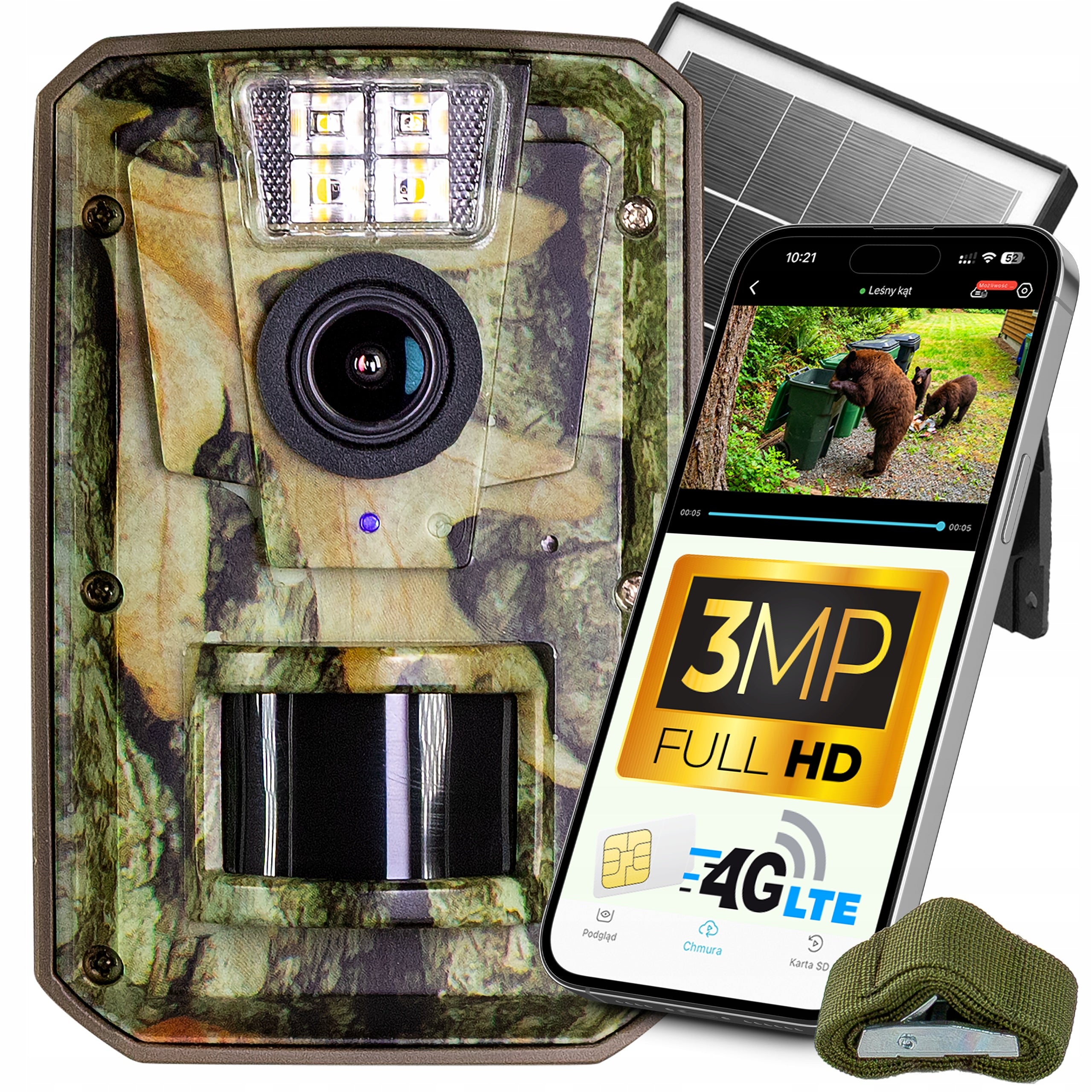 TRAIL CAMERA GSM 4G LTE 3MPx FOREST CAMERA + SOLAR PANEL, APPLICATION