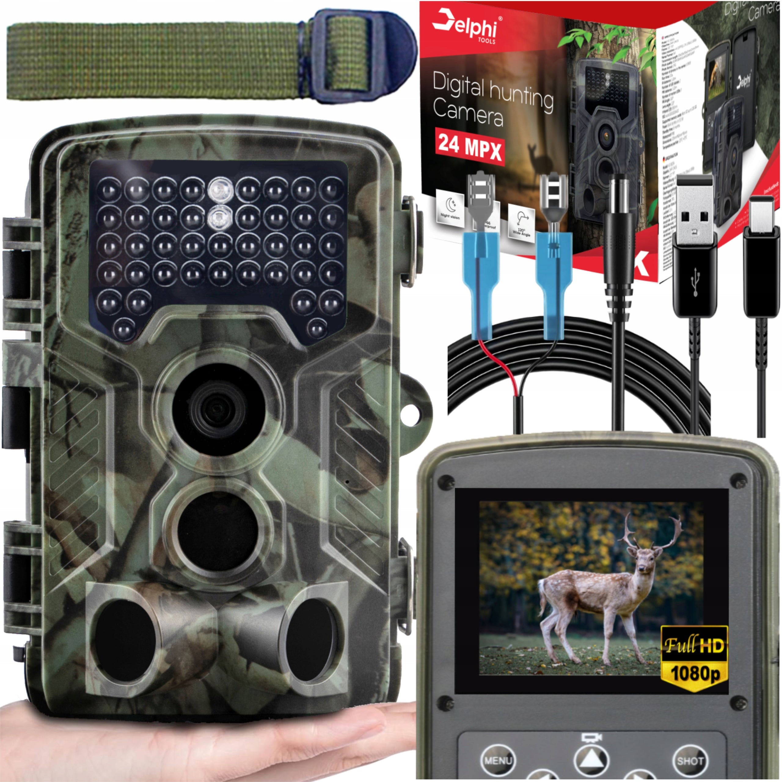 TRAIL CAMERA IR 940nm FOREST HUNTING CAMERA Full HD Polish Menu 24Mpx