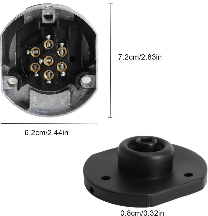 TRAILER SOCKET 7 POLE METAL WATERPROOF METAL ADAPTER Packaging status original