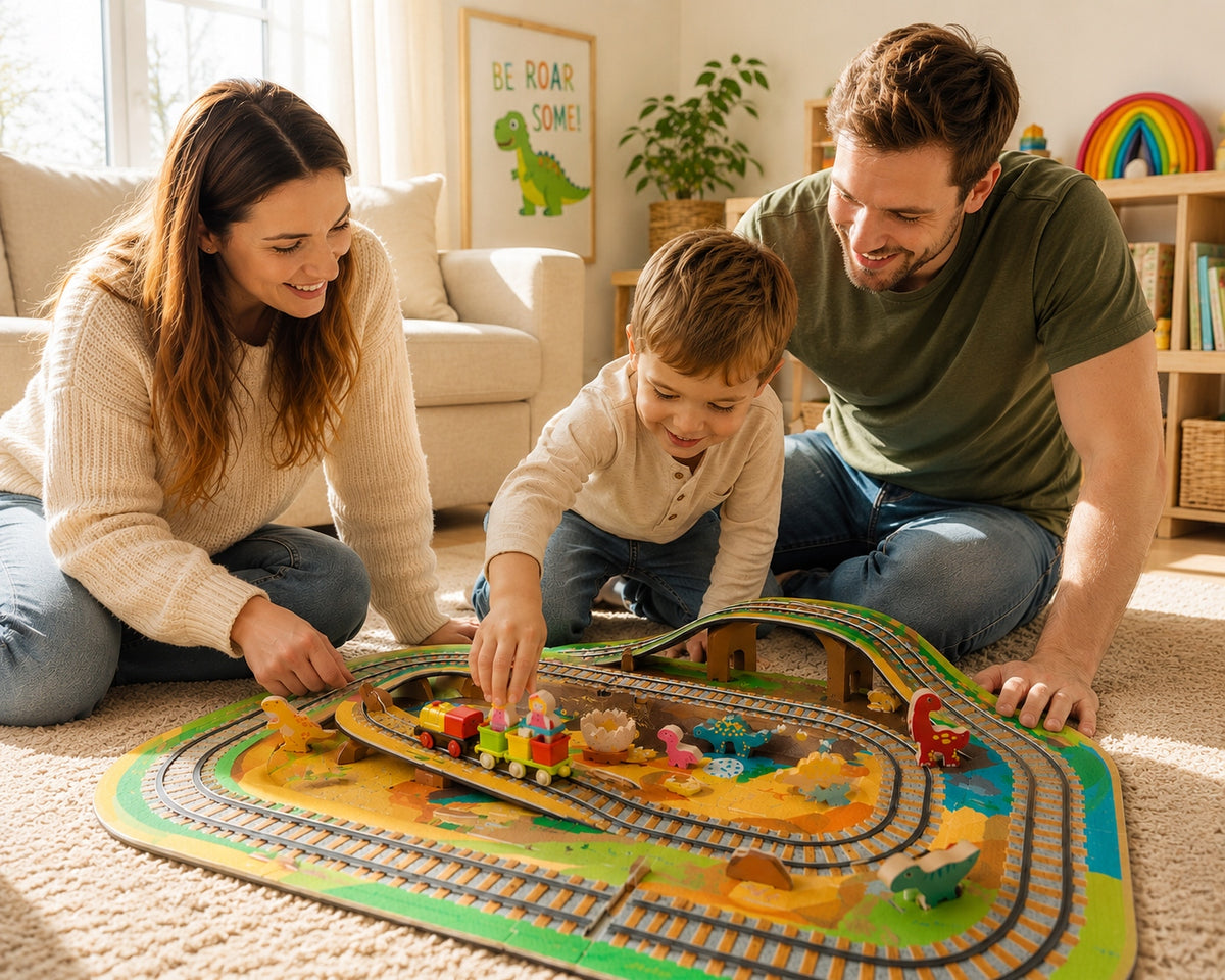 TRAIN BATTERY RAILWAY WITH MAT EDUCATIONAL MAT 120x120 CITY TRACKS STREETS Manufacturer code 9044