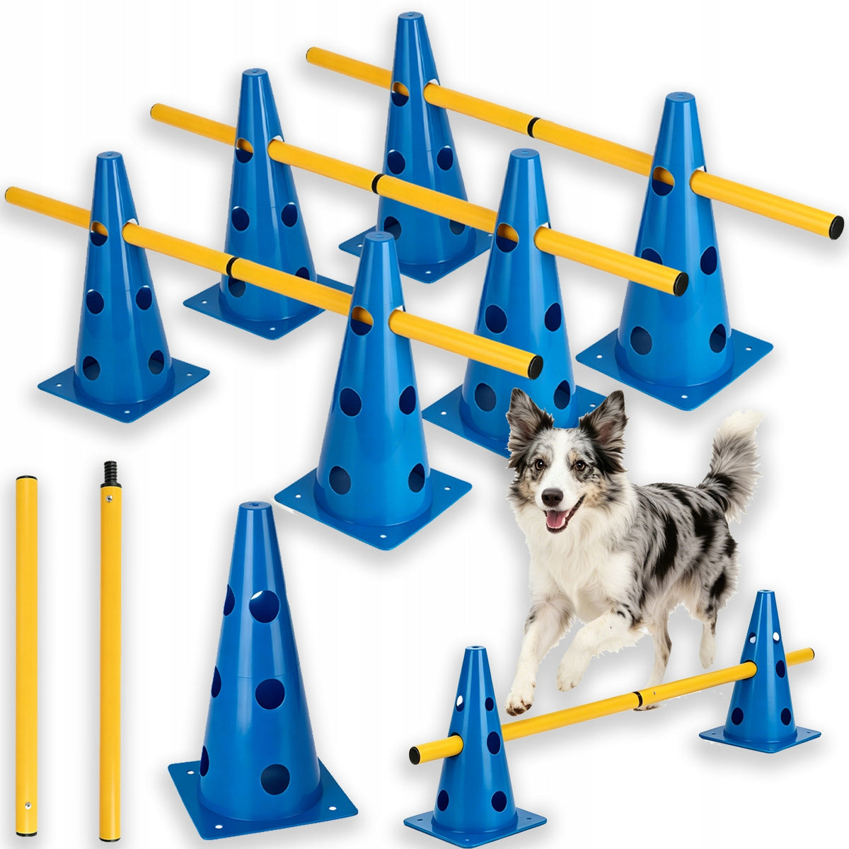 TRAINING COORDINATION SET 2IN1 6 CONES 32CM + 3 FOOTBALL POLE