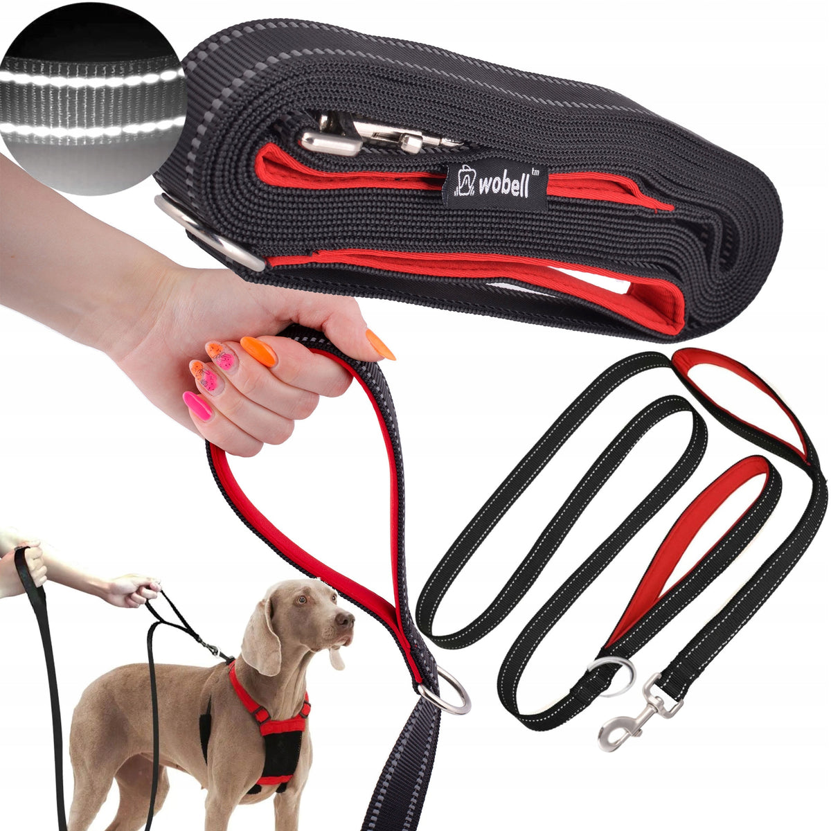 TRAINING LEASH FOR DOG STRONG 5m LONG REFLECTIVE ROPE DURABLE