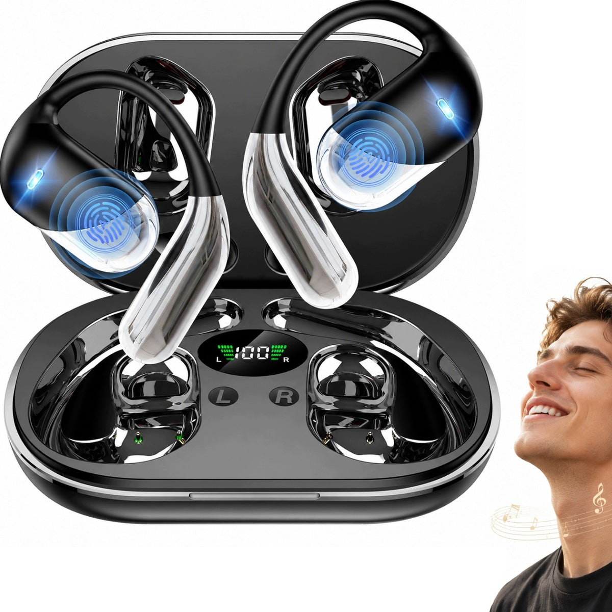 TRANSLATING HEADPHONES AI WIRELESS BLUETOOTH BLACK