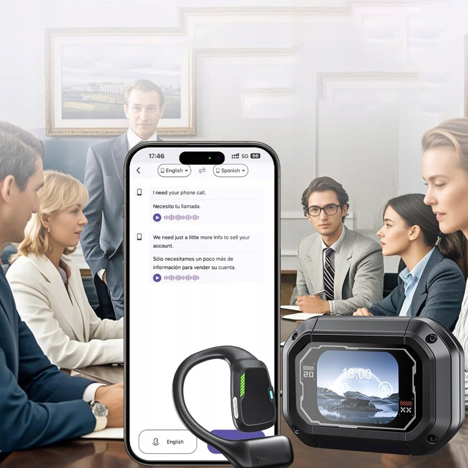 TRANSLATOR HEADPHONES AI TALK 135WIRELESS LANGUAGES Model sdgdgdg