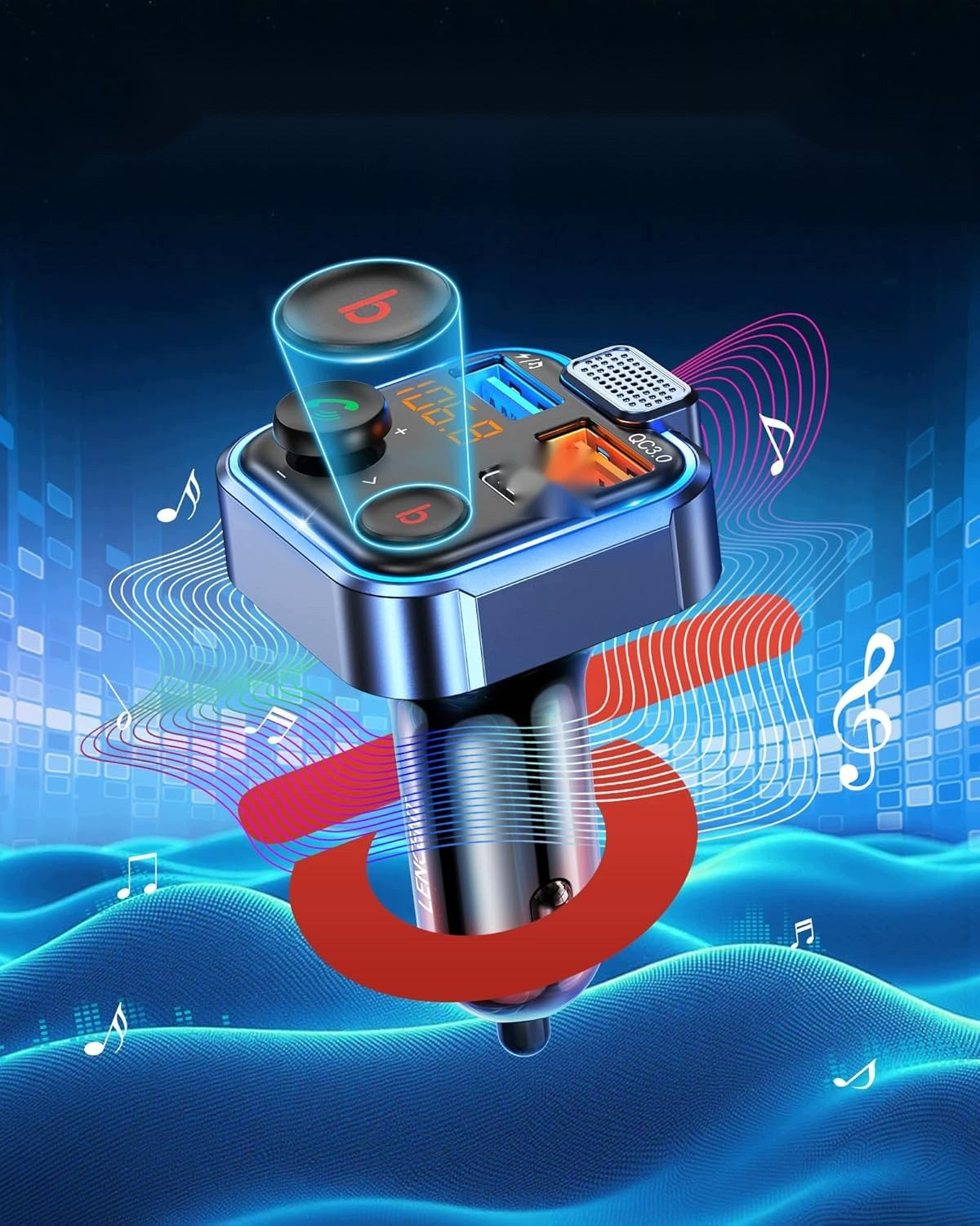 TRANSMITTER FM BLUETOOTH 5.3 CAR RADIO BASS CHARGER USB TYPE C SET Manufacturer code 5908140176799
