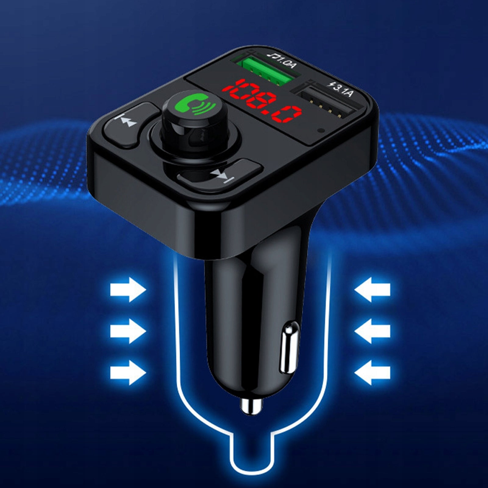 TRANSMITTER FM BLUETOOTH CAR CHARGER MP3 3.1A Manufacturer code 1610220100811