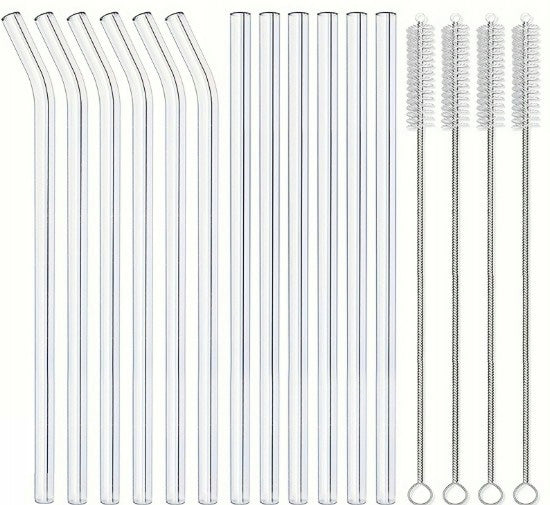 TRANSPARENT CLEAR GLASS DRINKING STRAWS FOR DRINKS eco 12 + CUTTER Material glass
