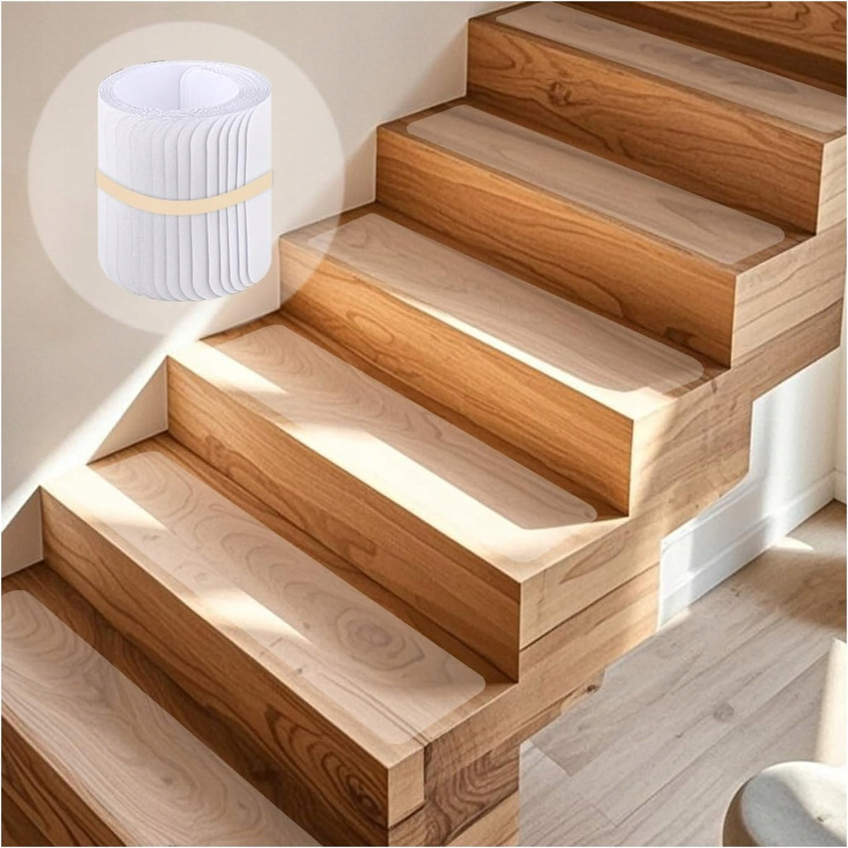 TRANSPARENT NON-SLIP STAIR TREADS, SELF-ADHESIVE STAIR MATS Packaging status original