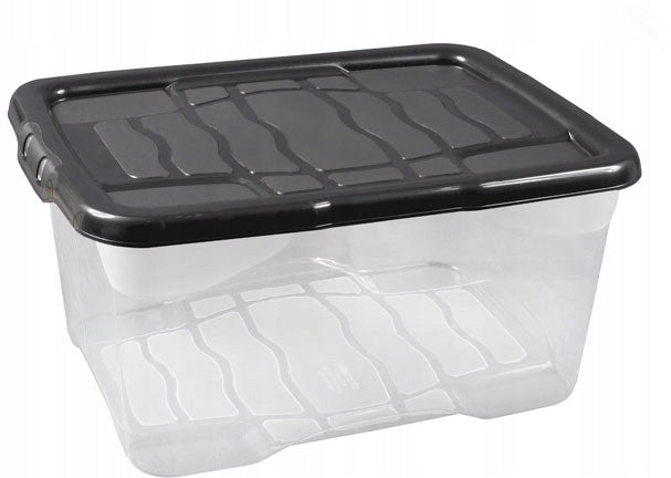 TRANSPARENT PLASTIC CONTAINER WITH BLACK LID 10 L ECO