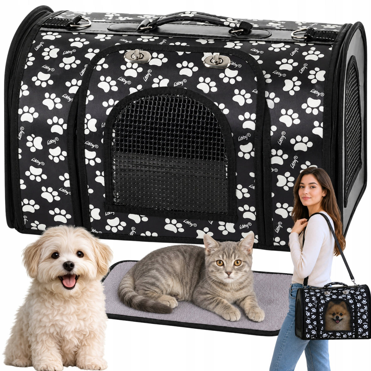 TRANSPORT BAG CAT ANIMAL DOG CARRIER LARGE FOLDING SHOULDER BAG