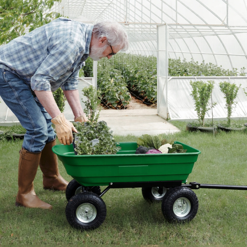 TRANSPORT GARDEN TROLLEY 90L 150KG TIPPER WHEELBARROW PUMPED WHEELS STRONG Manufacturer code WOZ-OGROD-90