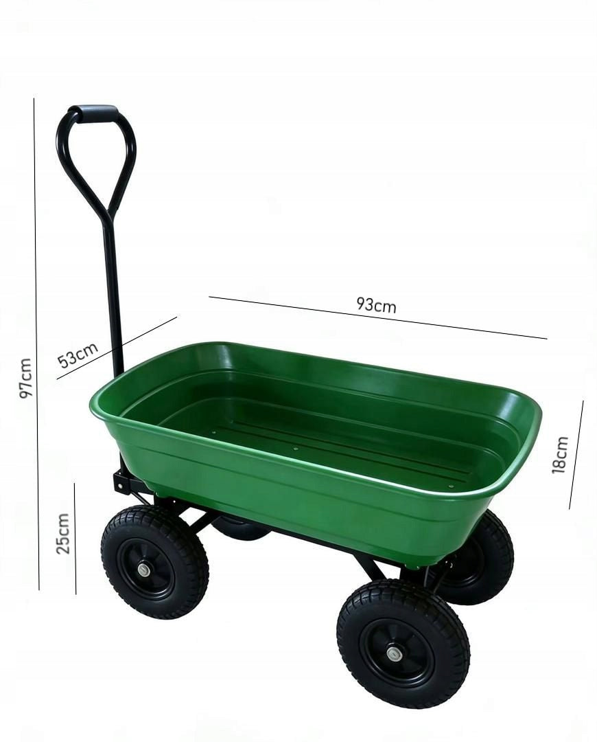 TRANSPORT GARDEN TROLLEY 90L 150KG TIPPER WHEELBARROW PUMPED WHEELS STRONG Packaging status original