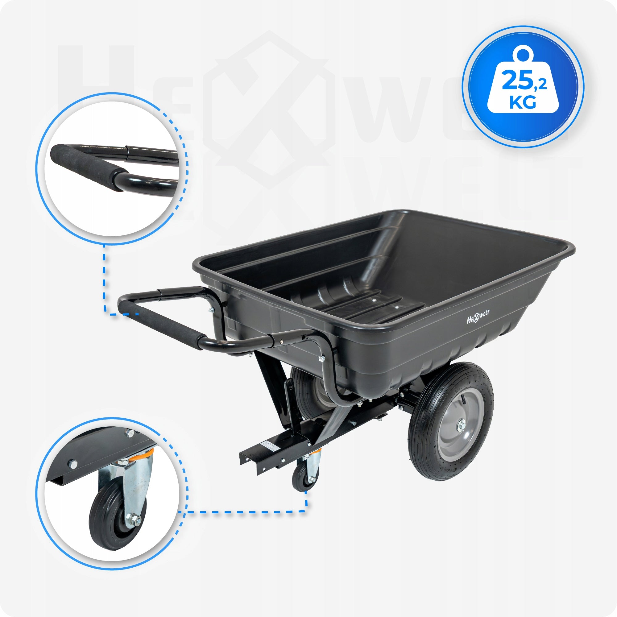 TRANSPORT TRAILER FOR QUAD TRACTOR 200KG GARDEN WHEELBARROW CRADLE ABS Wheels number 2