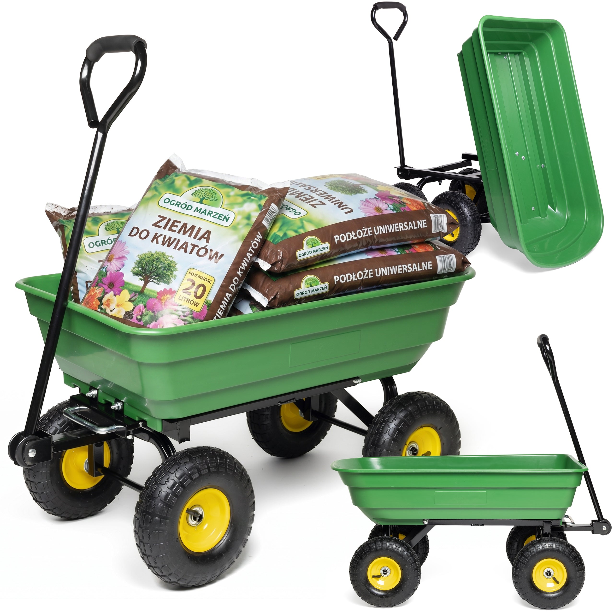 TRANSPORT TROLLEY GARDEN DUMP TRUCK WHEELBARROW TRAILER DURABLE 75L