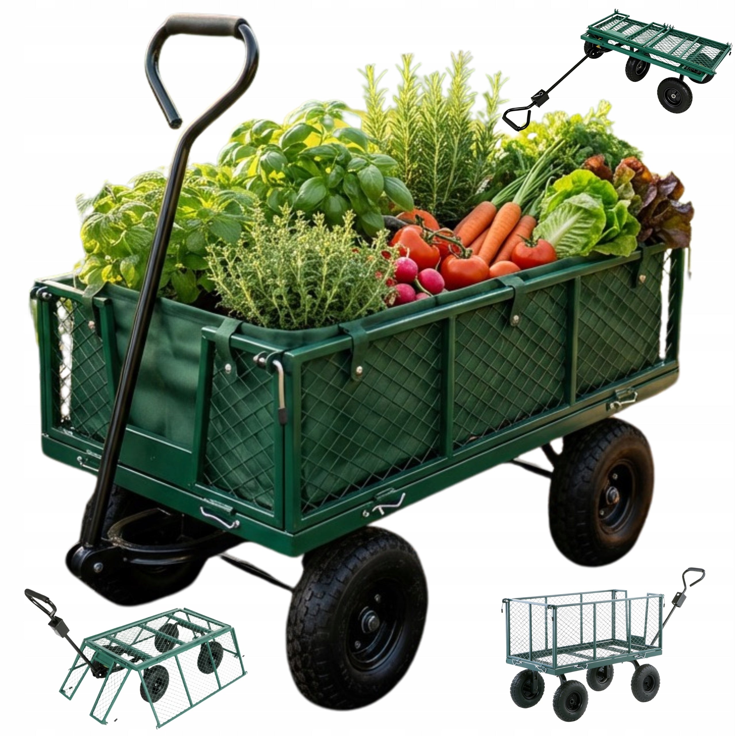 TRANSPORT TROLLEY NC001 GARDEN FOLDING WHEELBARROW WITH TARPAULIN XXL 250KG