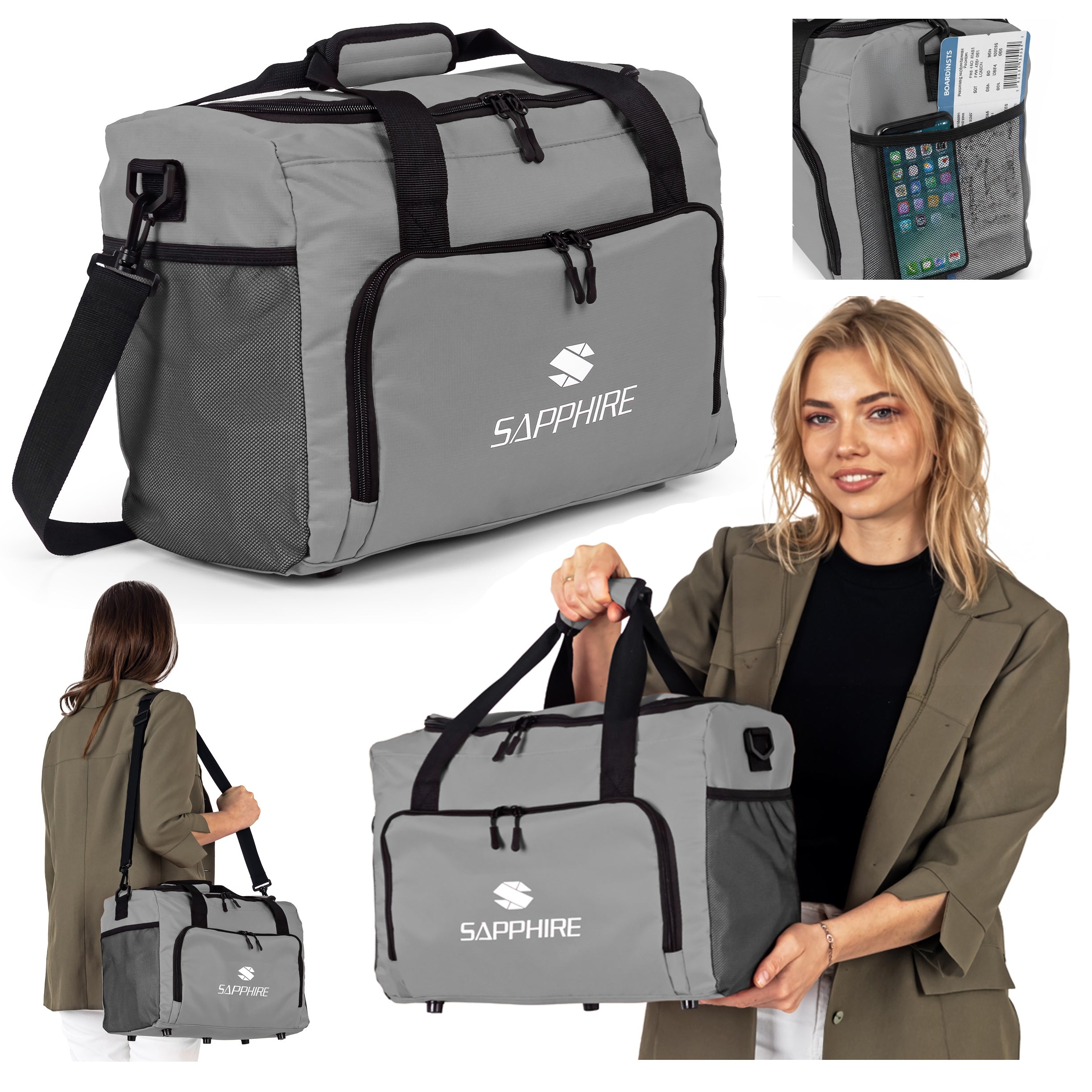 TRAVEL BAG Hand Luggage FOR AIRCRAFT 40x30x20 RYANAIR WIZZAIR strap