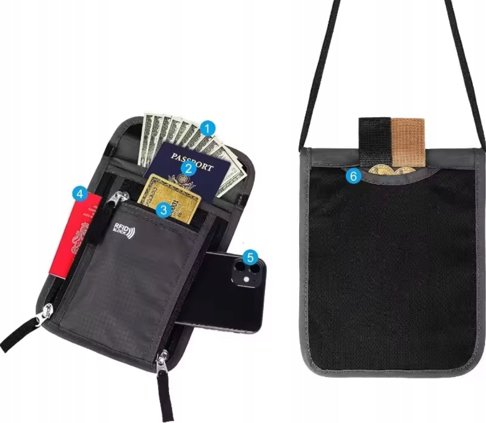 TRAVEL BAG NECK LOCK RFID POUCH FOR ANTI-THEFT DOCUMENTS Brand no brand