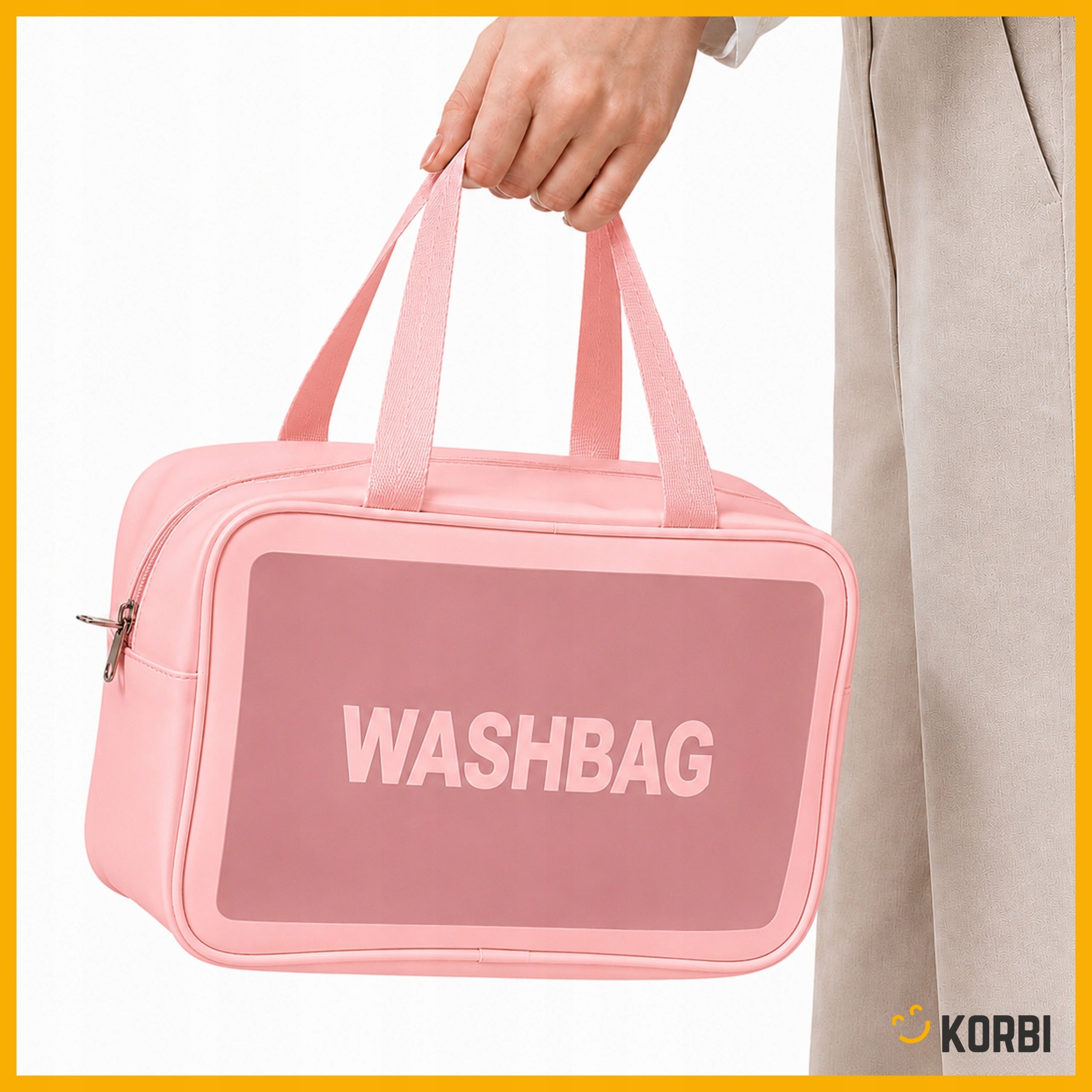TRAVEL COSMETIC BAG FOR AIRPLANE TRANSPARENT PINK x3 J4 Brand Korbi